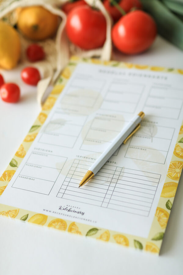 Nedēļas ēdienkartes plānotājs 50 nedēļām "Citroni"